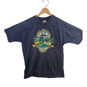 VTG 80s Gator Shirt New Orleans Swamp Tours Bayou Adventures Fruit Of Loom HEAVY